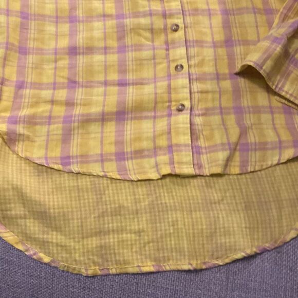NWOT Anthropologie x Seen Worn Kept Plaid Buttondown Top Shirt in Yellow Size 6 - Picture 16 of 16